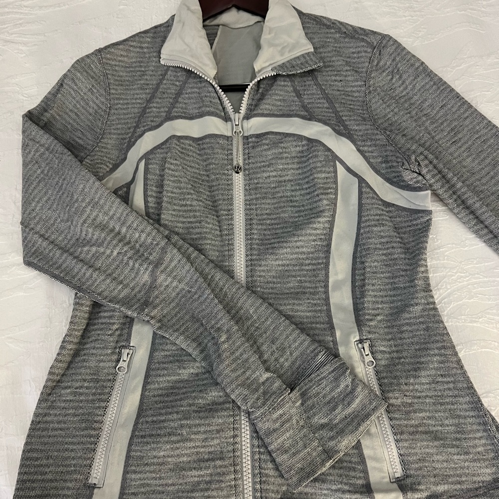 Lululemon jacket, Gray and white, Size 12, gently used. Smoke-free home.